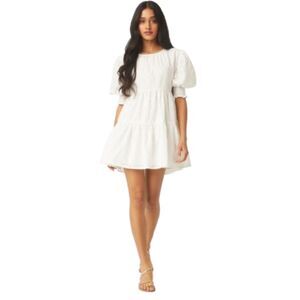 NWT MISA Fraser Tiered Cotton White Mini Dress Size Medium -$395